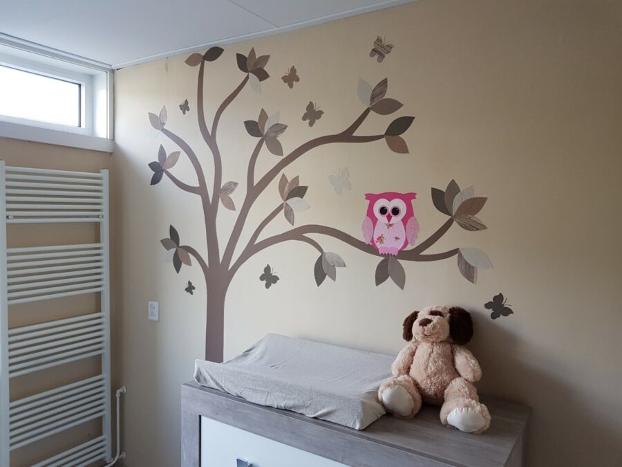 Droomboom behangboom babykamer mintgroen grijs tinten behangdecoratie muursticker